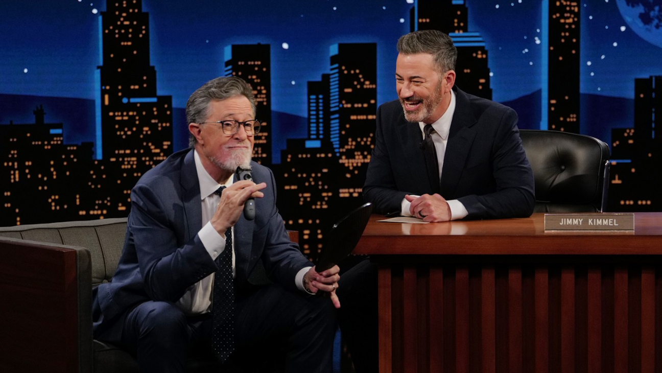 Stephen Colbert Shaves His Beard and Talks Emmys on Jimmy Kimmel Live! movies cover image