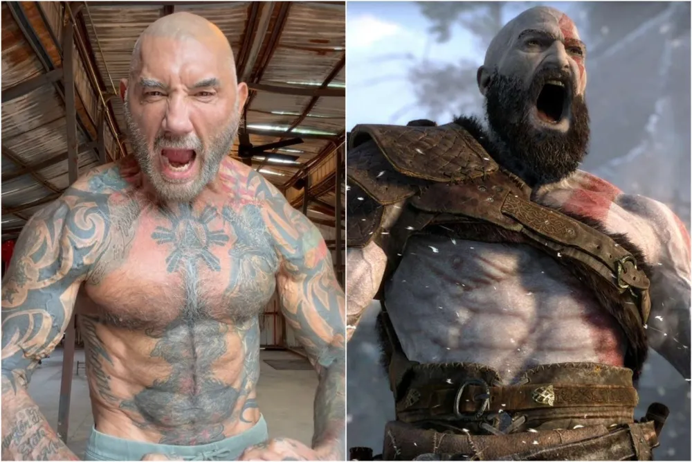Dave Bautista showing off his enhanced physique in training