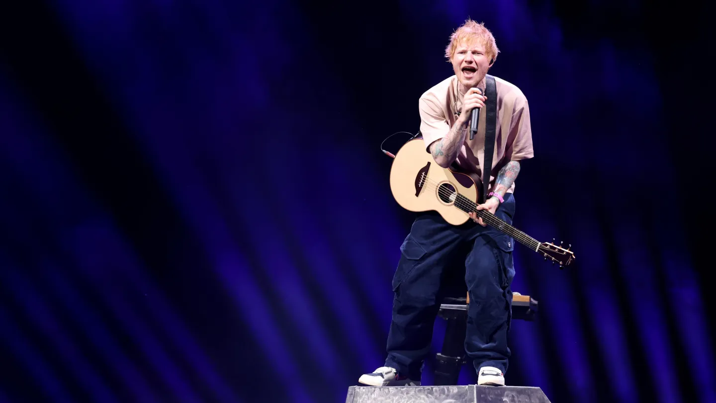 Ed Sheeran performing at Lincoln Financial Field during his tour