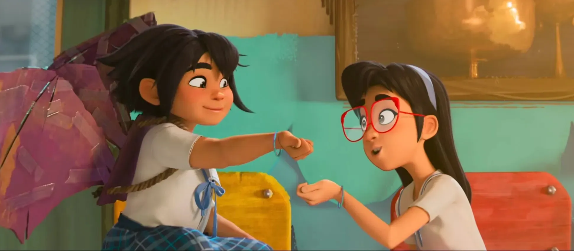 Animation scene from Forgotten Island featuring characters on a mythical journey