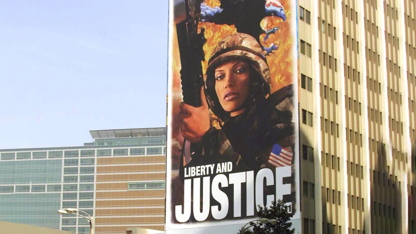 A historic mural in Los Angeles depicting a soldier after September 11