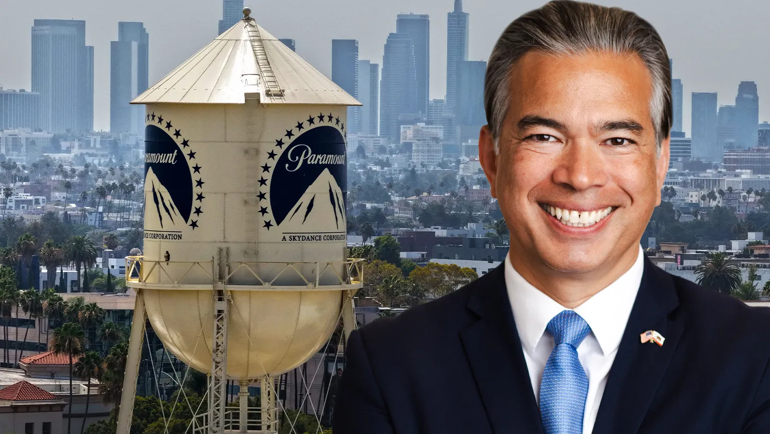 California Attorney General Rob Bonta announcing merger settlement