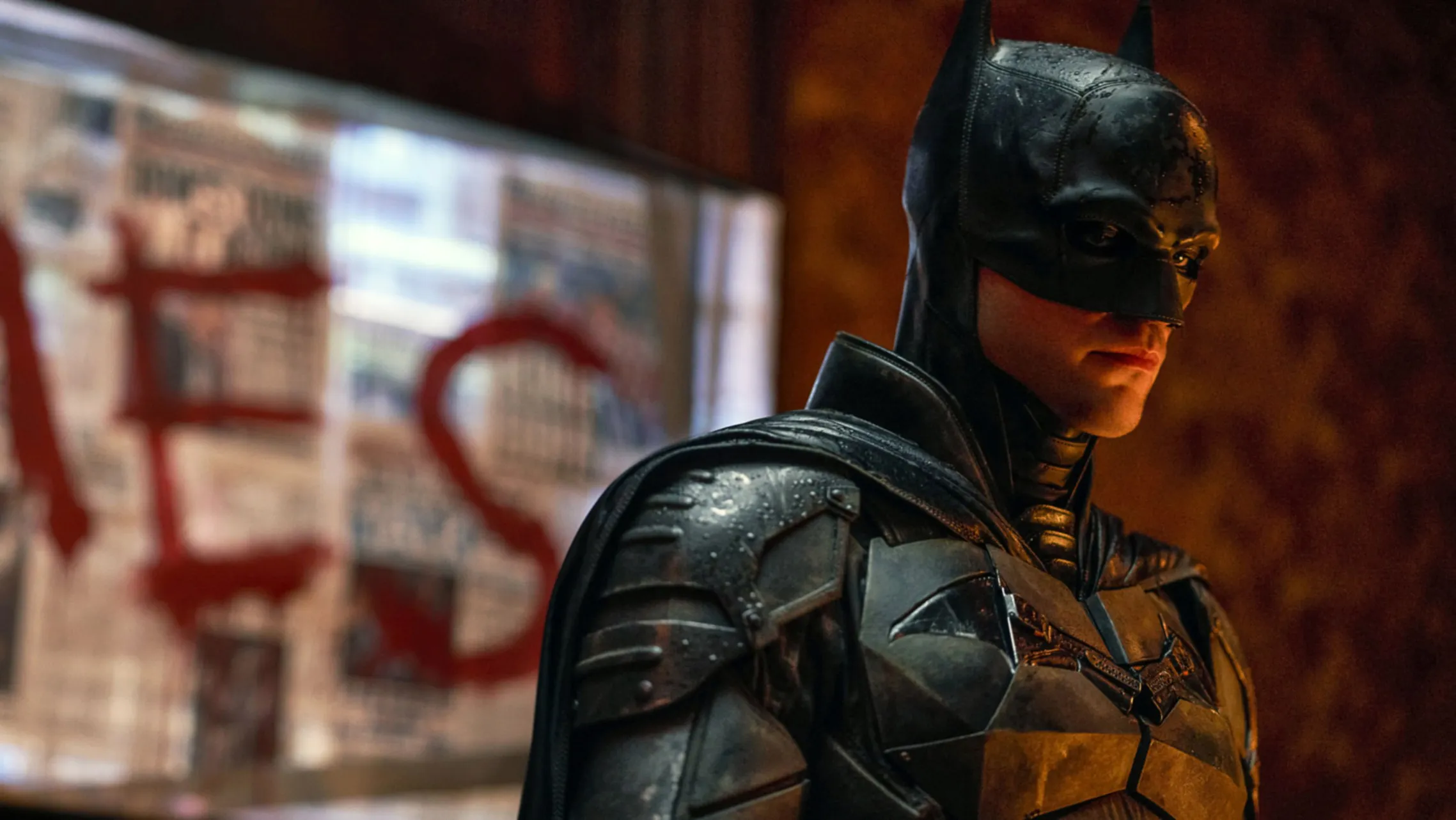 Robert Pattinson in action as Batman during filming.