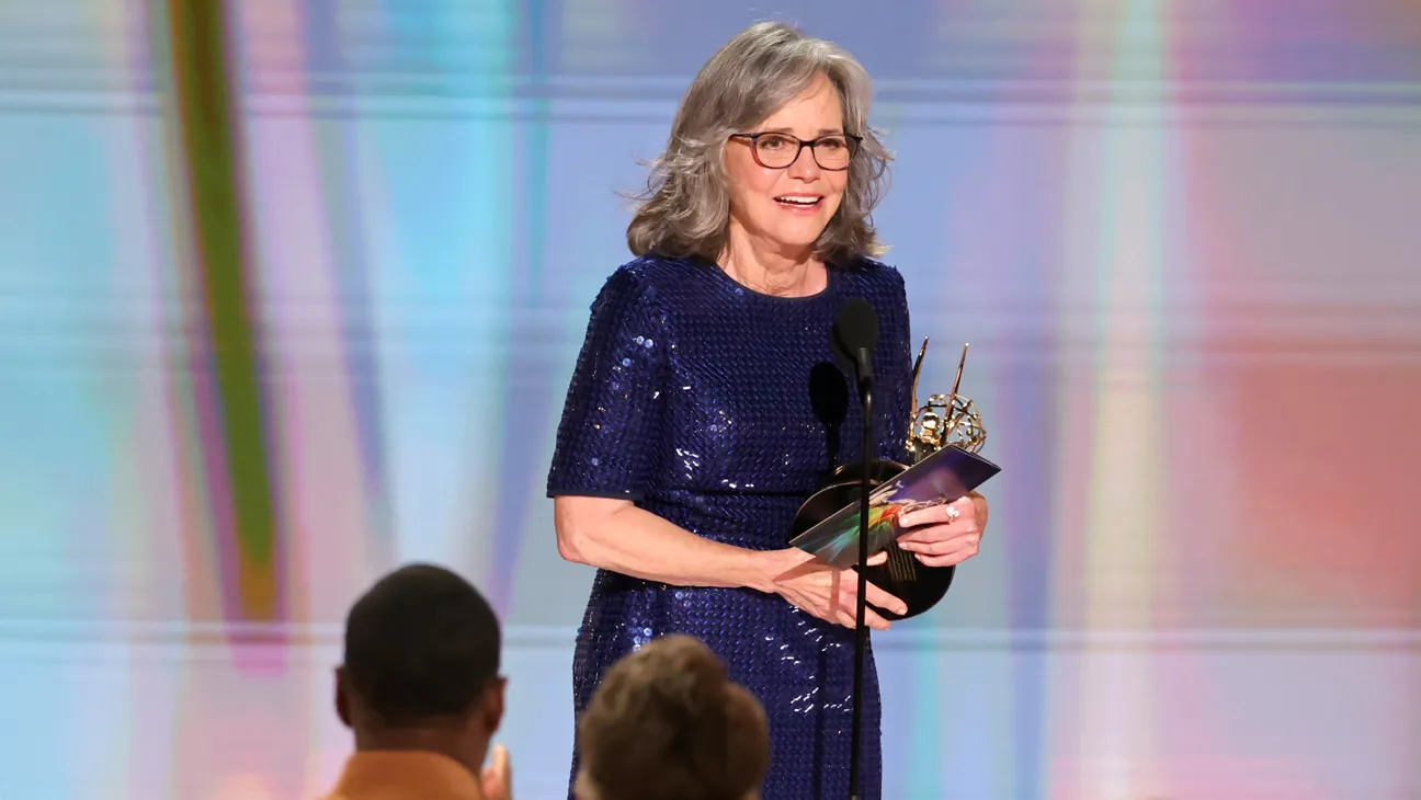 Sally Field at the 2026 Emmys holding her award