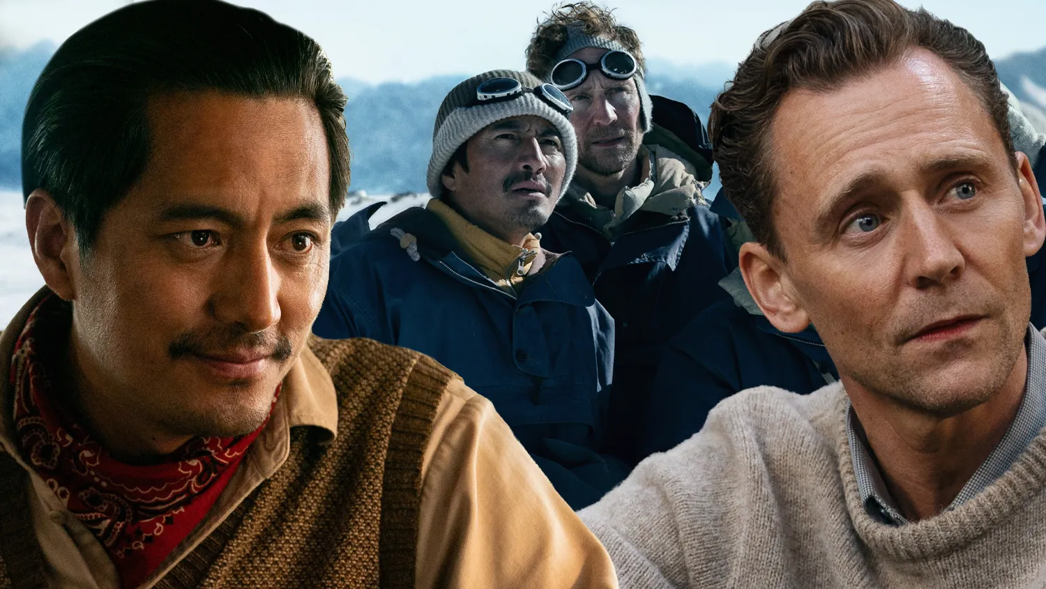Tom Hiddleston and Genden Phuntsok at Everest filming site