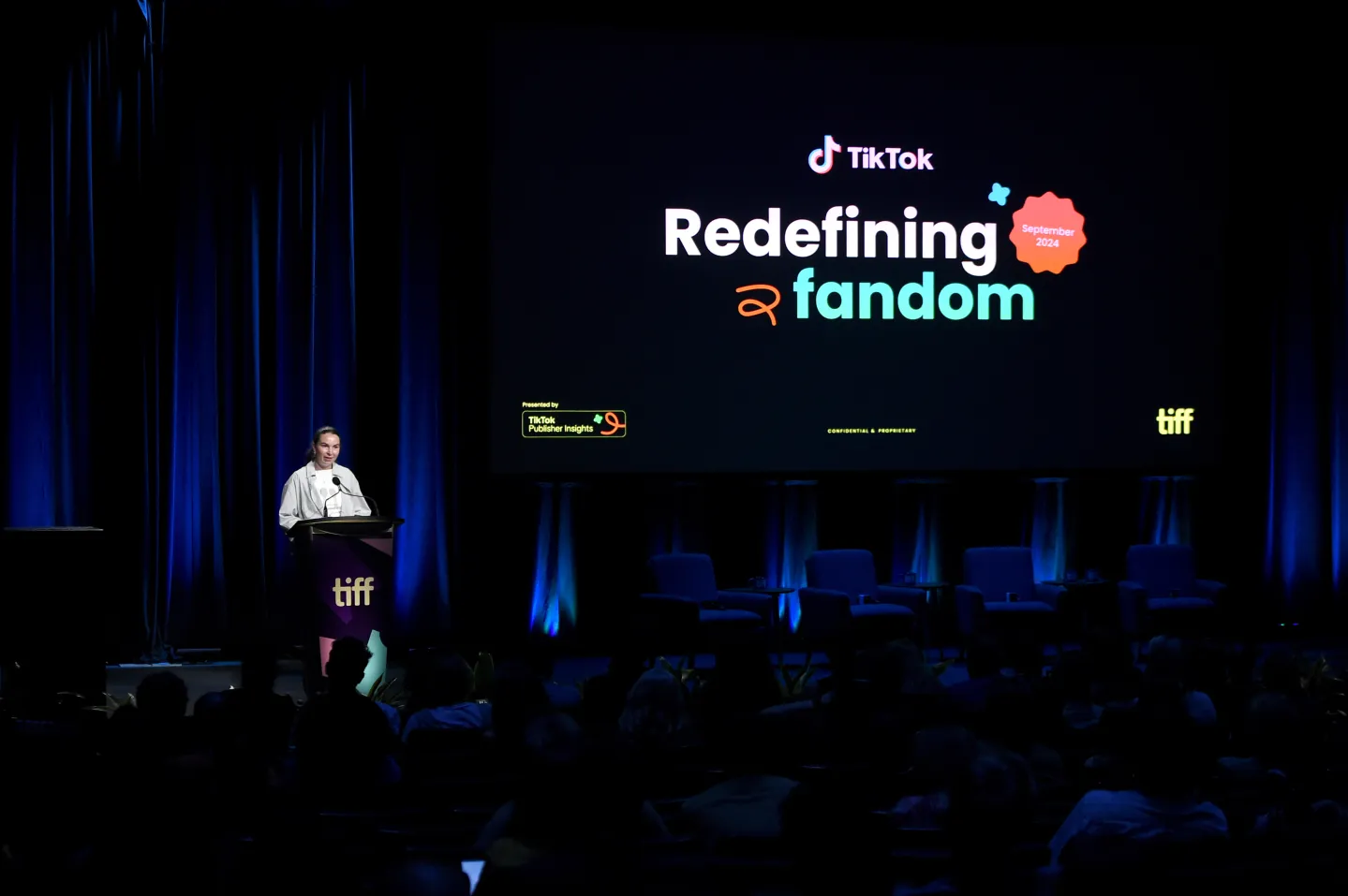 TikTok logo with film festival backdrop